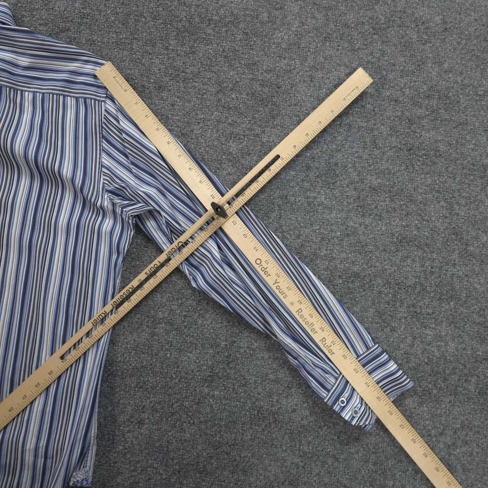 Robert Graham Shirt Mens M Blue Stripe Floral Contrast Flip Cuff Casual Preppy‎ - Picture 13 of 14